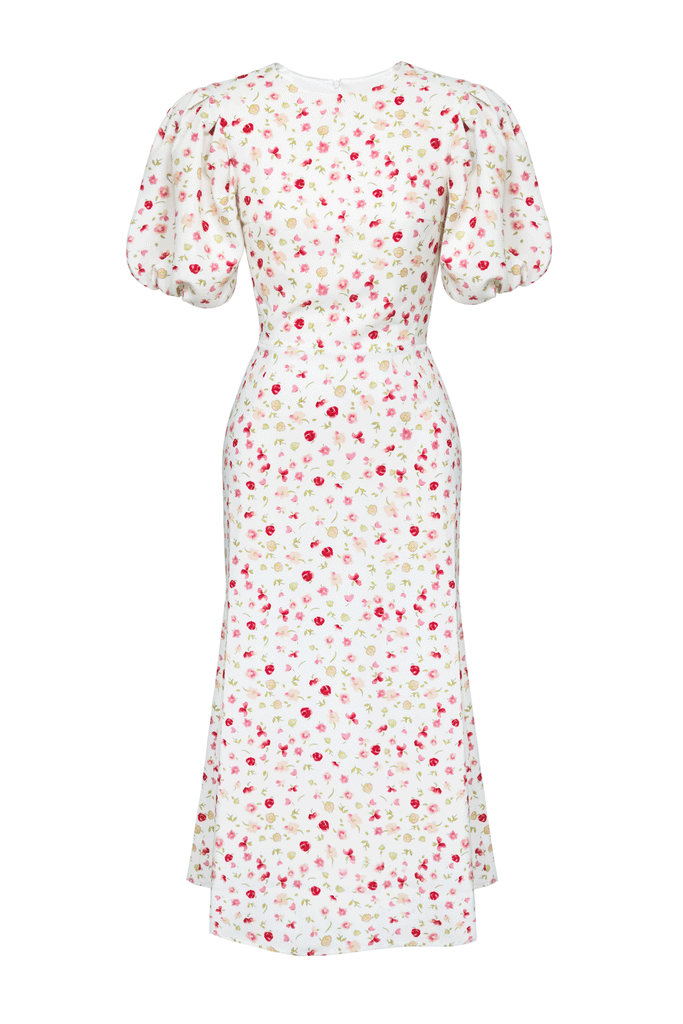 Puff Sleeve Printed Midi Dress - POST MERIDIEM