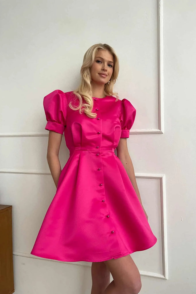 Button Front Mini Dress - POST MERIDIEM