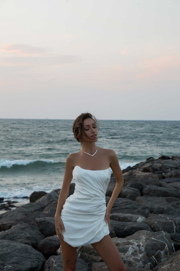 Asymmetric Drape Corset Dress - POST MERIDIEM