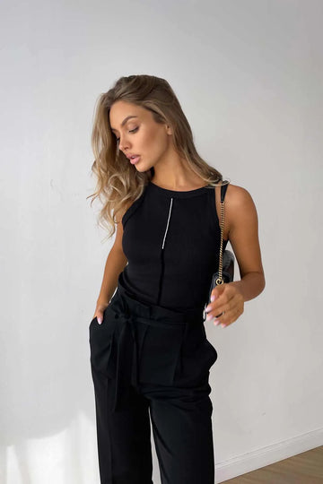 Strappy Decorated Knitted Top - POST MERIDIEM