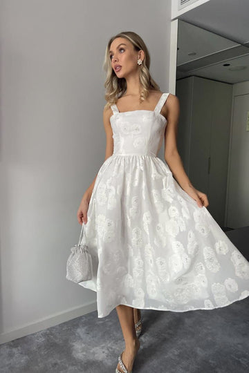 Jacquard Straight Corset Midi Dress - POST MERIDIEM