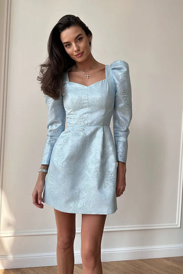 Jacquard Long Sleeve Mini Dress - POST MERIDIEM