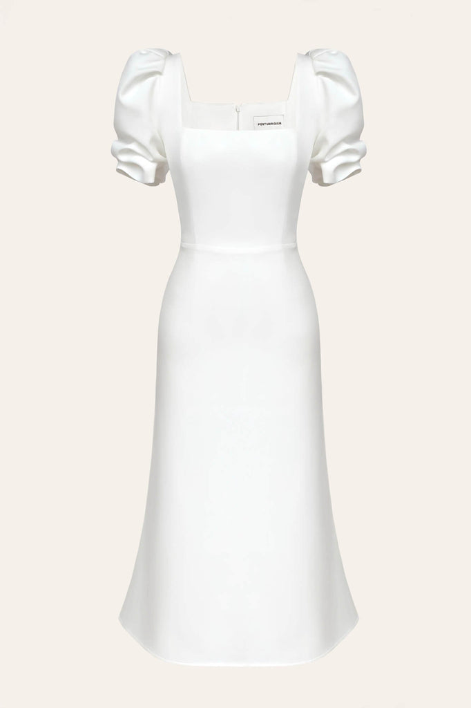 Godet Silhouette Square Neck Midi Dress - POST MERIDIEM