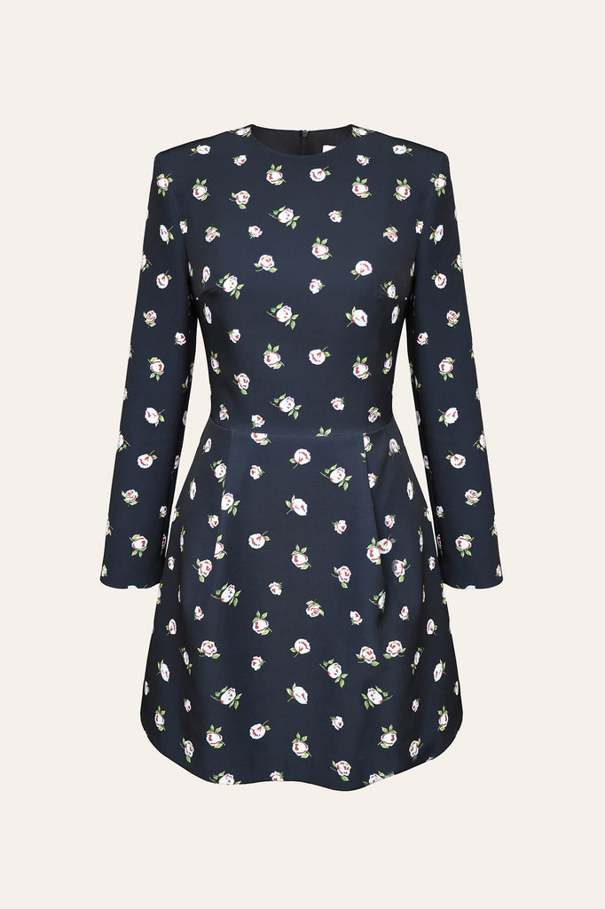 Long Sleeve Mini Dress with removable Rose belt - POST MERIDIEM