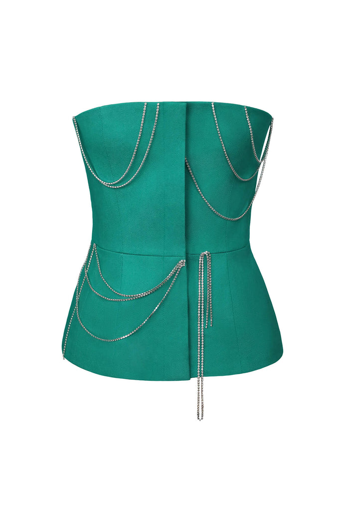 Denim Decorated Button Front Top - POST MERIDIEM