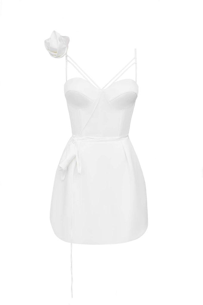 Rose Detail Corset Bell Mini Dress - POST MERIDIEM