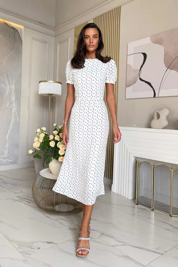 Fitted short sleeve midi dress - POST MERIDIEM