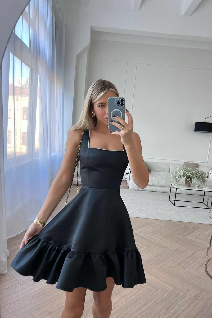 Bottom Flounced Strap Mini Dress - POST MERIDIEM