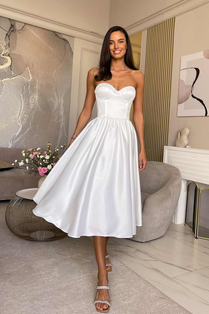 Bustier Pleated Bust Cups Midi Dress - POST MERIDIEM