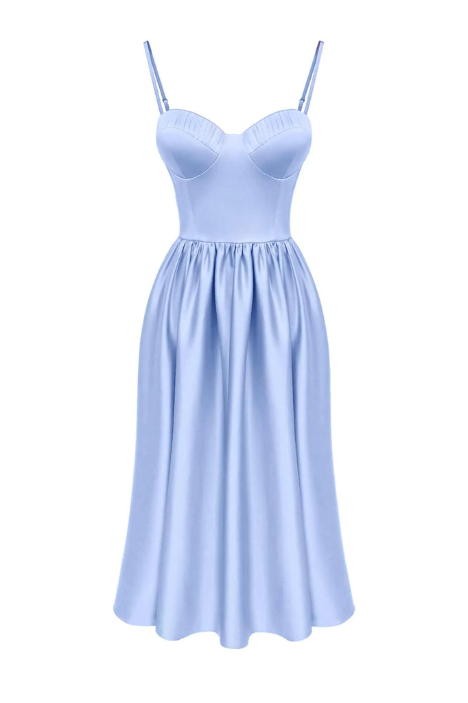 Bustier Pleated Bust Cups Midi Dress - POST MERIDIEM