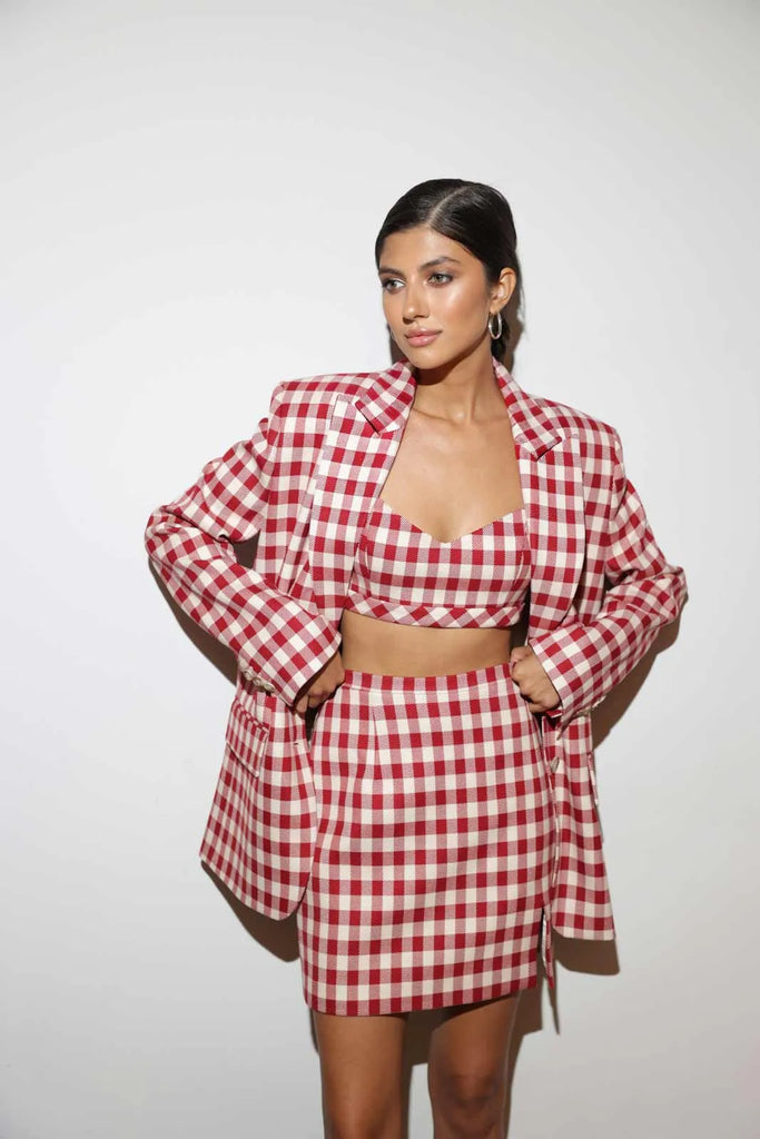 Mens Plaid blazer with a belt - POST MERIDIEM