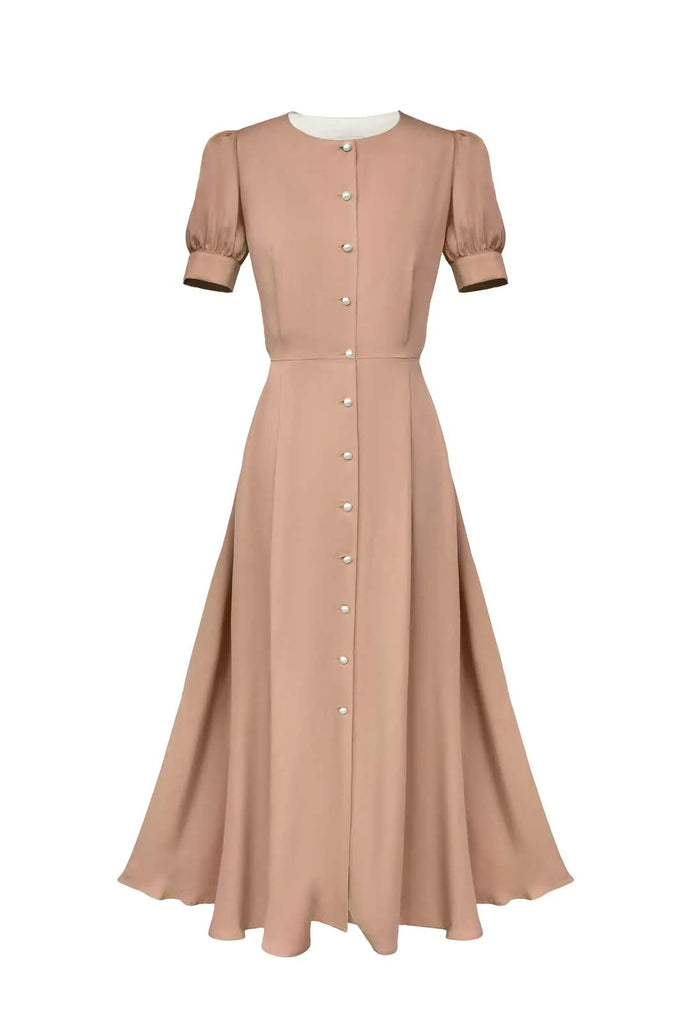 Button Front Midi Dress - POST MERIDIEM