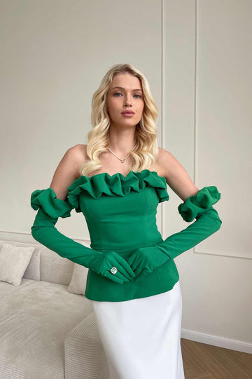 Flounced Bustier Top with Gloves - POST MERIDIEM