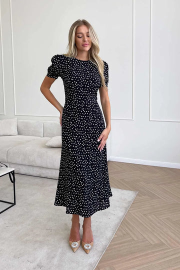 Fitted short sleeve midi dress - POST MERIDIEM