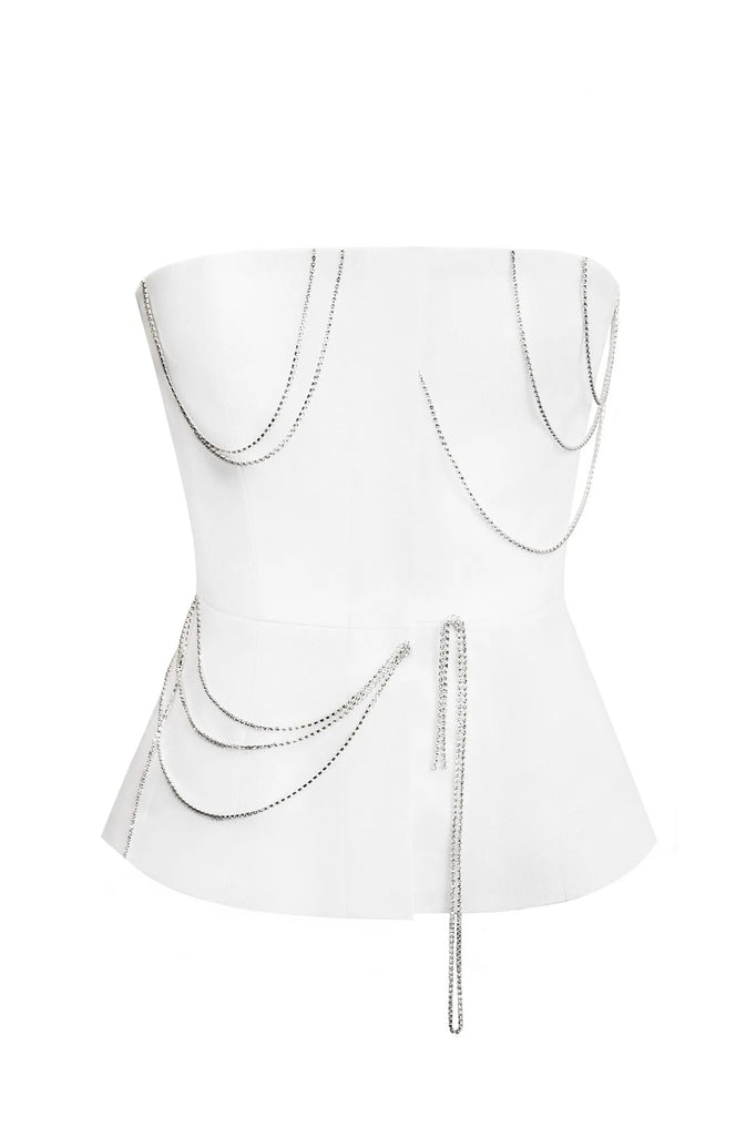 Denim Decorated Button Front Top - POST MERIDIEM