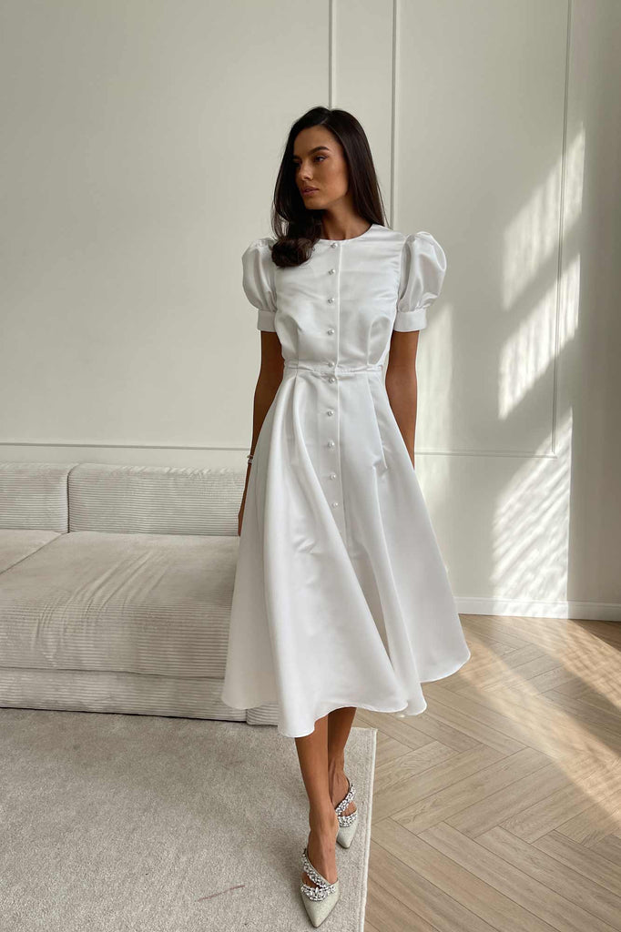 Button Front Midi Dress - POST MERIDIEM