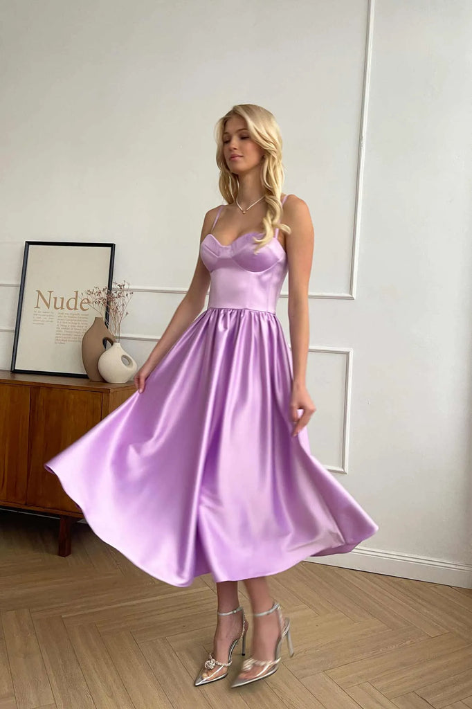 Bustier Pleated Bust Cups Midi Dress - POST MERIDIEM