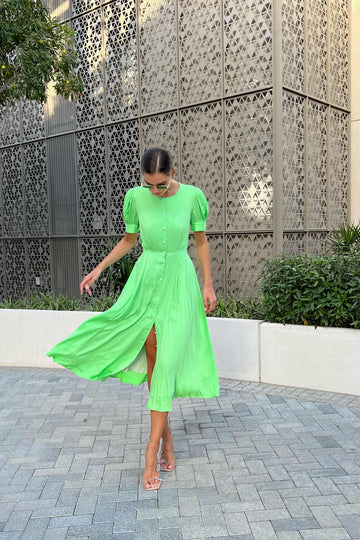 Button Front Midi Dress - POST MERIDIEM