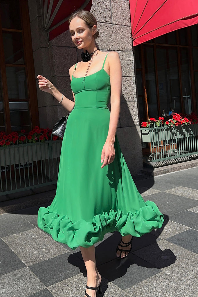 Flounce Bustier Midi Dress - POST MERIDIEM