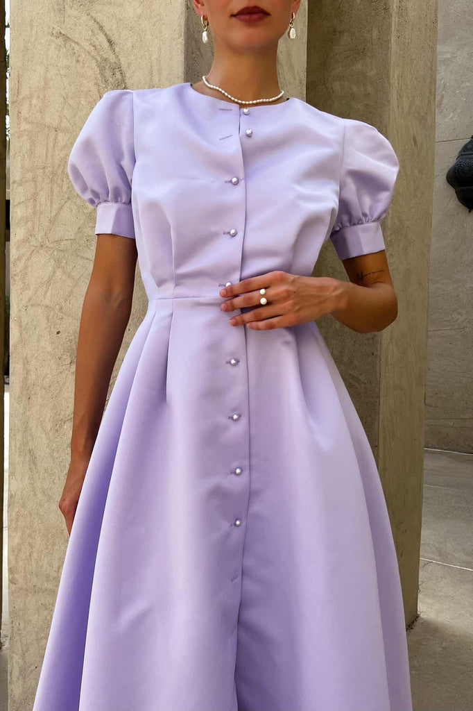 Button Front Midi Dress - POST MERIDIEM