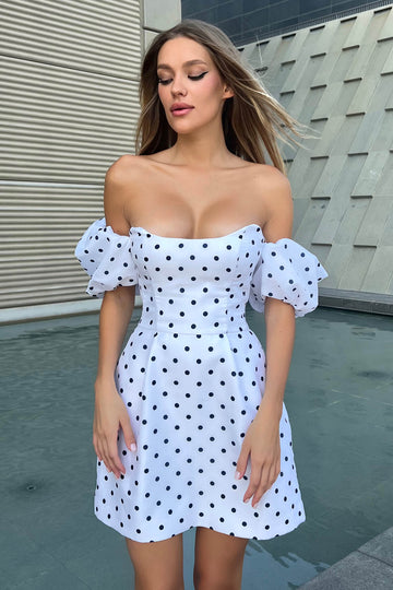 Puffy Sleeve Bell Mini Dress - POST MERIDIEM