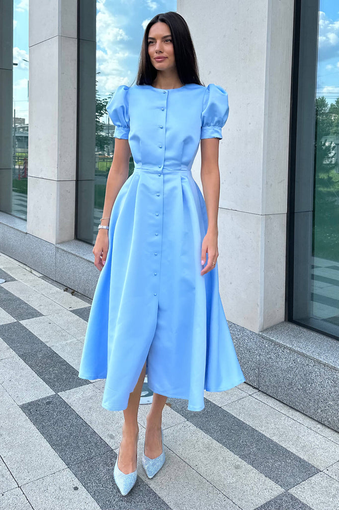 Button Front Midi Dress - POST MERIDIEM