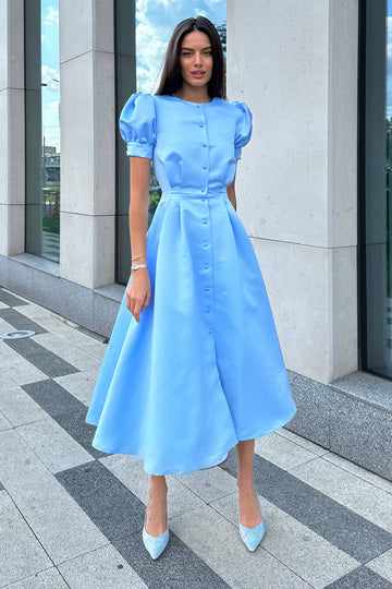 Button Front Midi Dress - POST MERIDIEM