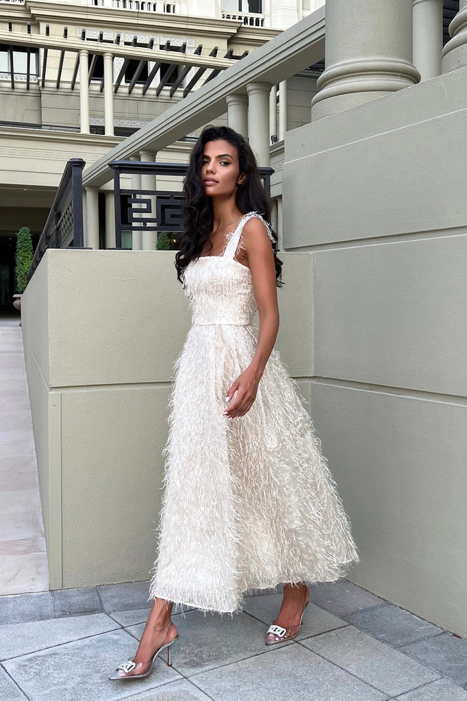 Pleated Corset Midi Dress - POST MERIDIEM