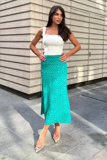 Viscose Polka dot Godet Silhouette Skirt - POST MERIDIEM