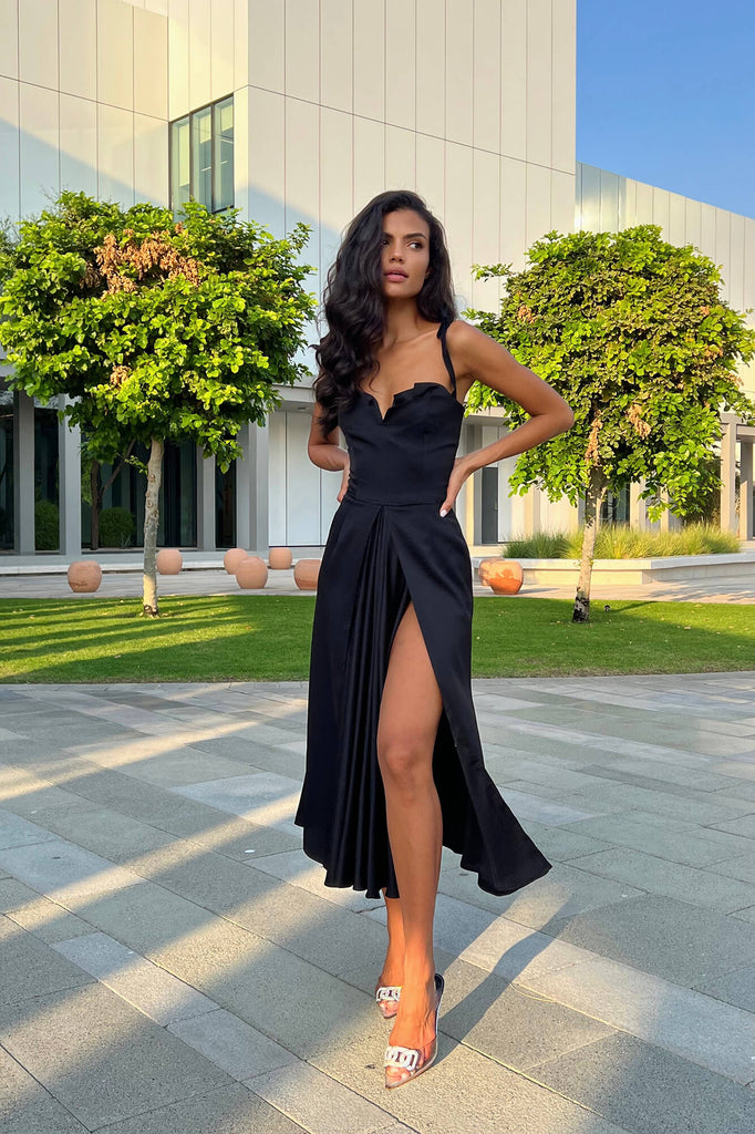 Flowy Slit Midi Dress - POST MERIDIEM