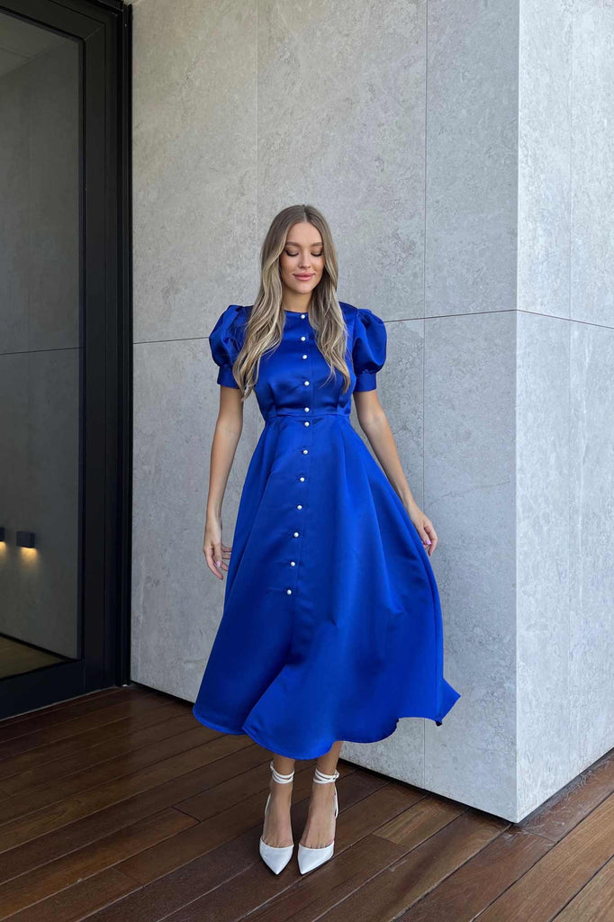 Button Front Midi Dress - POST MERIDIEM