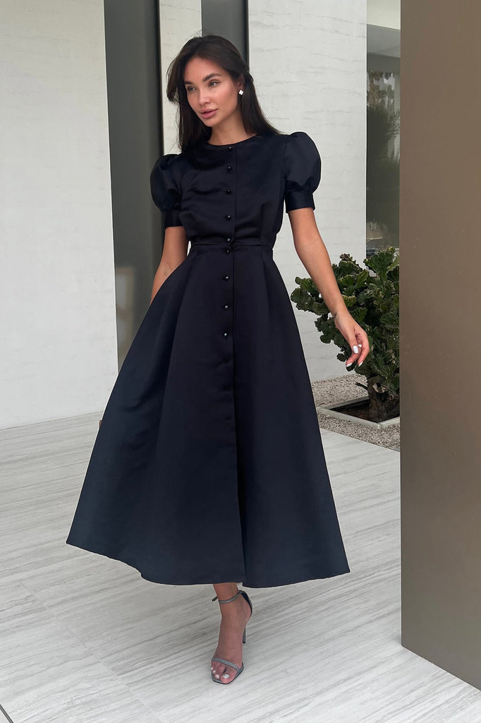 Button Front Midi Dress - POST MERIDIEM