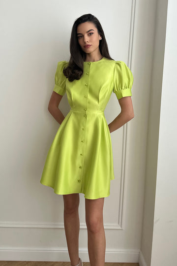 Button Front Mini Dress - POST MERIDIEM