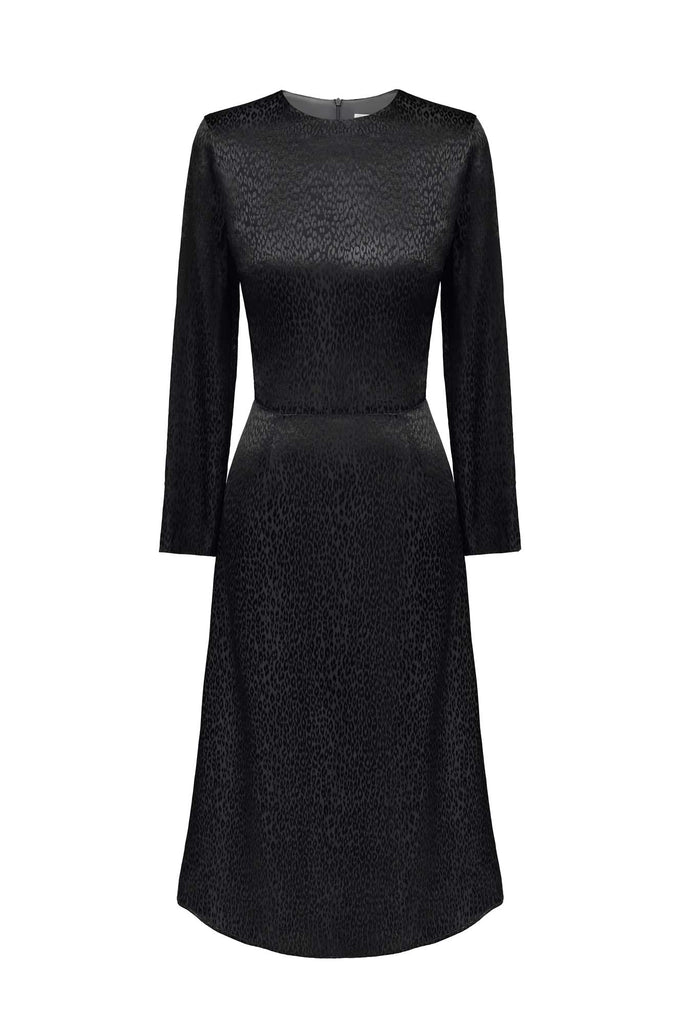 Godet Silhouette Long Sleeve Midi Dress - POST MERIDIEM