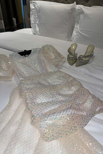 Sequin Mini Dress with side train - POST MERIDIEM
