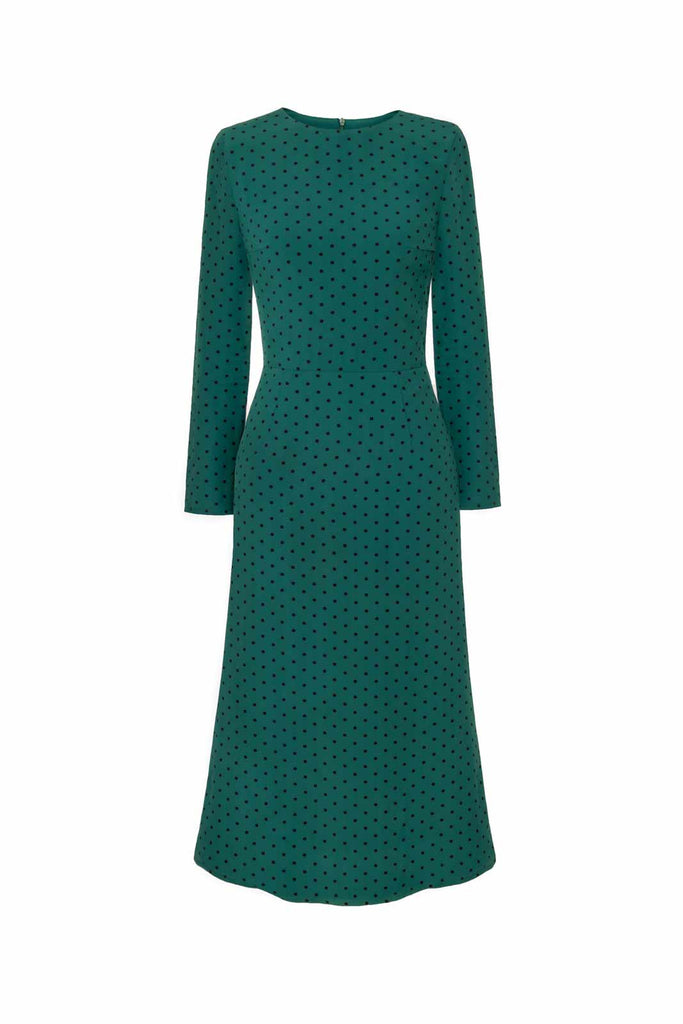 Godet Silhouette Long Sleeve Midi Dress - POST MERIDIEM