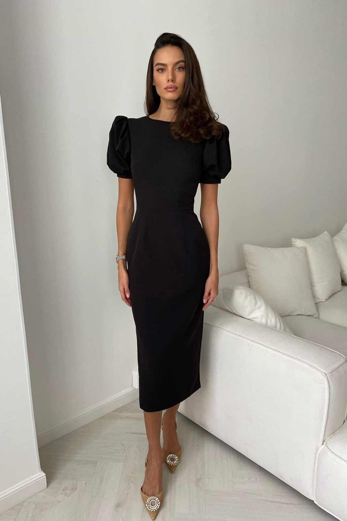Voluminous Sleeve Midi Dress - POST MERIDIEM