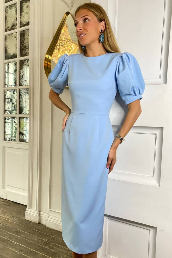 Voluminous Sleeve Midi Dress - POST MERIDIEM