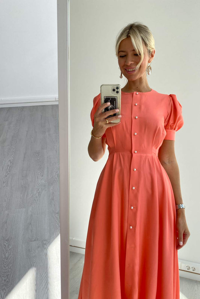 Button Front Midi Dress - POST MERIDIEM