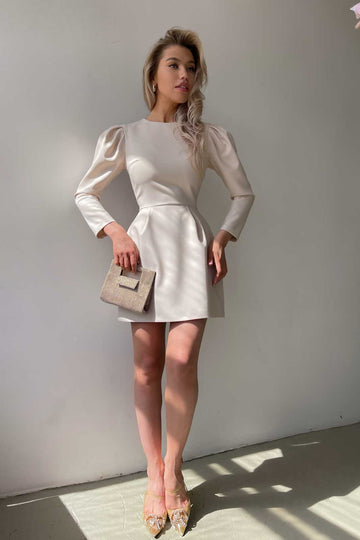Pleated Long Sleeve Mini Dress - POST MERIDIEM