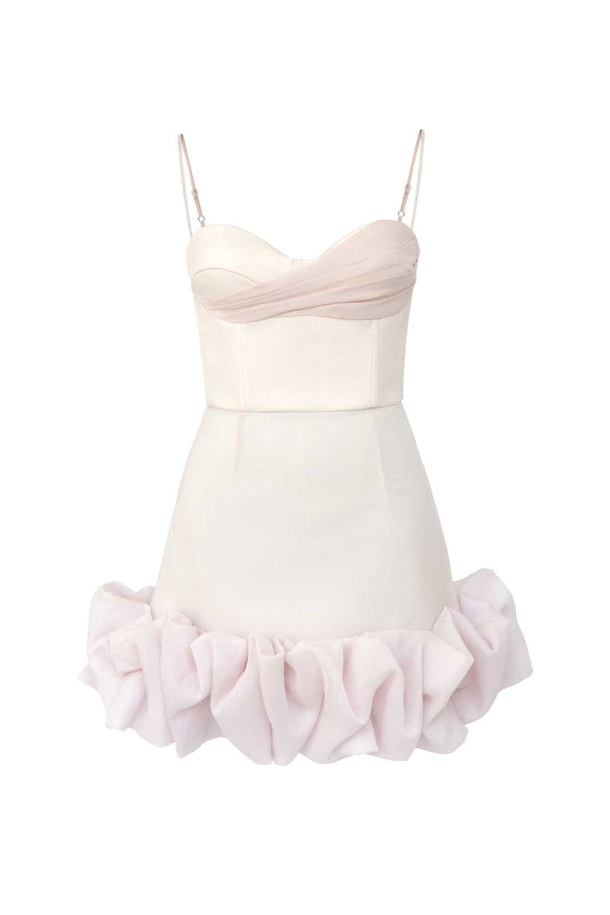 Draped Ruffle Mini Bustier Dress - POST MERIDIEM