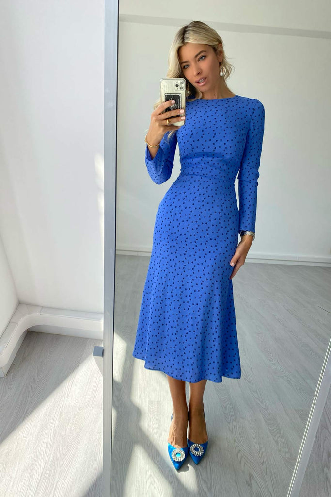 Godet Silhouette Long Sleeve Midi Dress - POST MERIDIEM