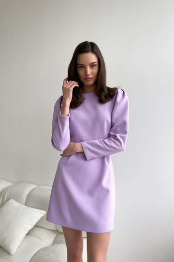 Pleated Long Sleeve Mini Dress - POST MERIDIEM