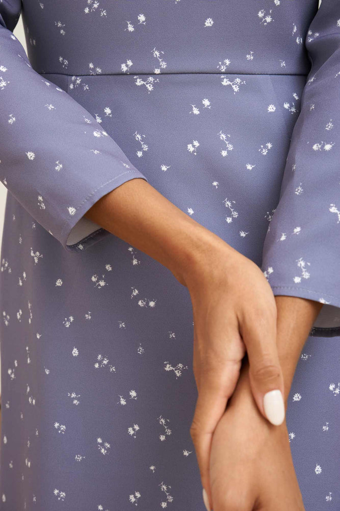 Godet Silhouette Long Sleeve Midi Dress - POST MERIDIEM