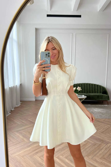 Button Front Mini Dress - POST MERIDIEM