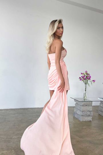 Сorset Draped Chiffon Train Mini Dress - POST MERIDIEM