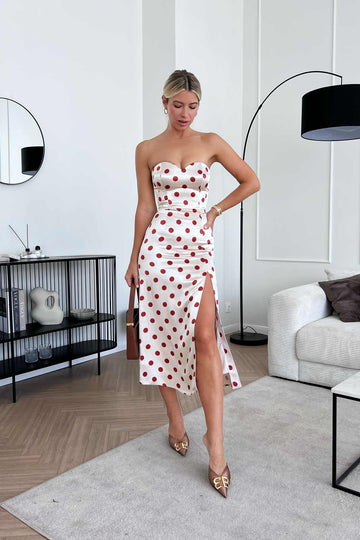 Viscose Slit Corset Midi Dress - POST MERIDIEM