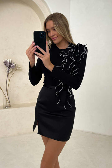 Knitted Ruffled Bodysuit - POST MERIDIEM