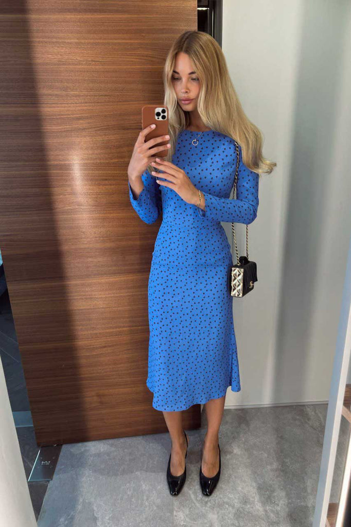 Godet Silhouette Long Sleeve Midi Dress - POST MERIDIEM