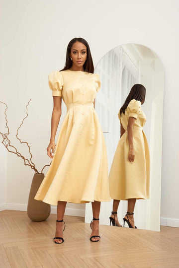 Button Front Midi Dress - POST MERIDIEM